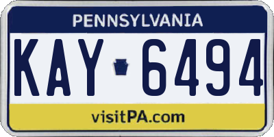 PA license plate KAY6494