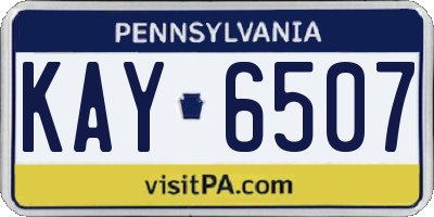PA license plate KAY6507