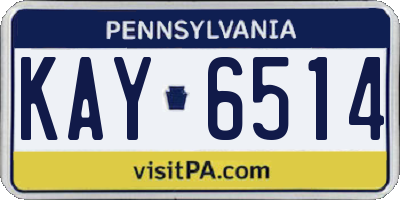 PA license plate KAY6514