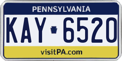 PA license plate KAY6520