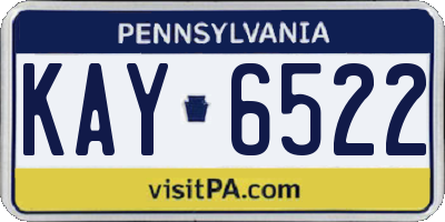 PA license plate KAY6522