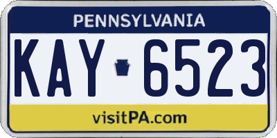 PA license plate KAY6523