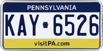 PA license plate KAY6526