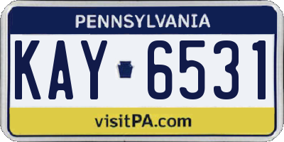 PA license plate KAY6531