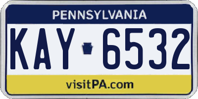 PA license plate KAY6532