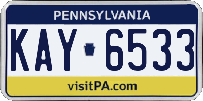 PA license plate KAY6533