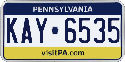 PA license plate KAY6535