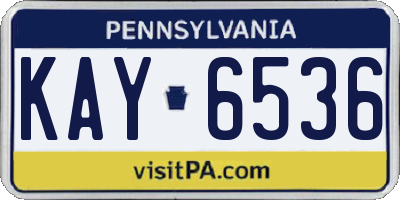 PA license plate KAY6536