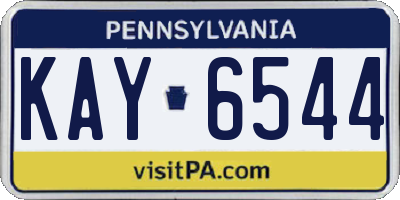 PA license plate KAY6544