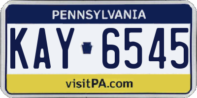PA license plate KAY6545