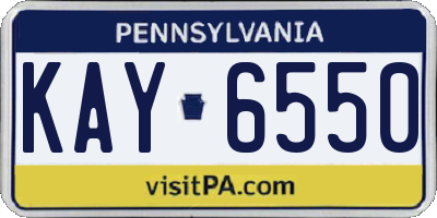 PA license plate KAY6550