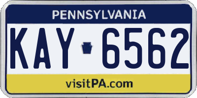 PA license plate KAY6562