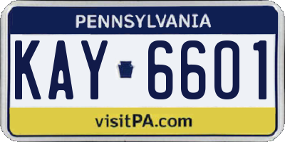 PA license plate KAY6601