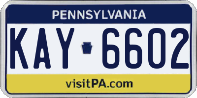 PA license plate KAY6602