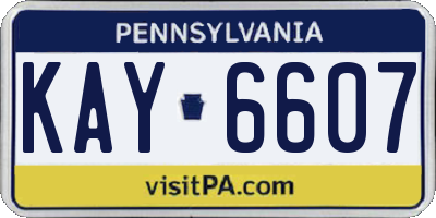 PA license plate KAY6607