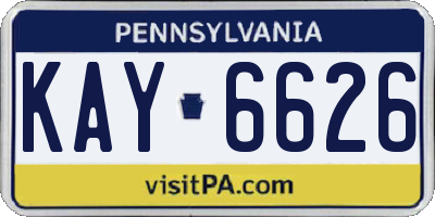 PA license plate KAY6626