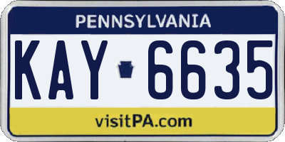 PA license plate KAY6635
