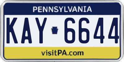 PA license plate KAY6644
