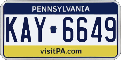 PA license plate KAY6649