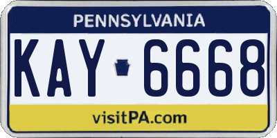 PA license plate KAY6668