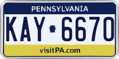 PA license plate KAY6670