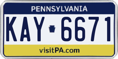 PA license plate KAY6671