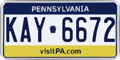PA license plate KAY6672
