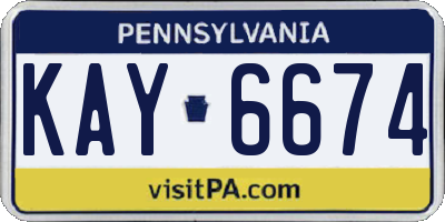 PA license plate KAY6674