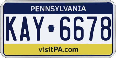 PA license plate KAY6678