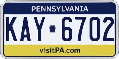 PA license plate KAY6702