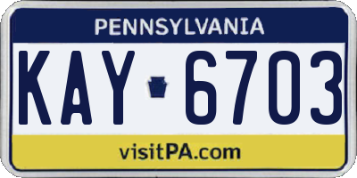 PA license plate KAY6703