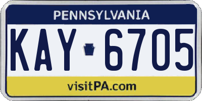 PA license plate KAY6705