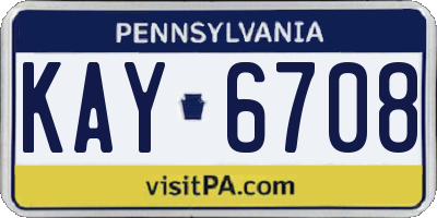 PA license plate KAY6708