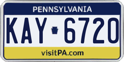 PA license plate KAY6720