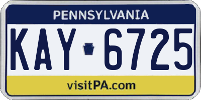 PA license plate KAY6725