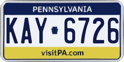 PA license plate KAY6726