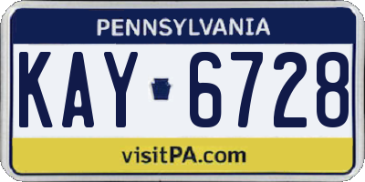 PA license plate KAY6728