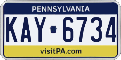 PA license plate KAY6734