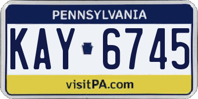 PA license plate KAY6745