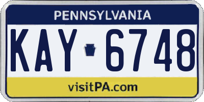 PA license plate KAY6748