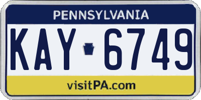 PA license plate KAY6749