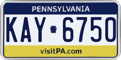 PA license plate KAY6750