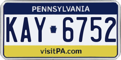 PA license plate KAY6752