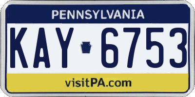 PA license plate KAY6753