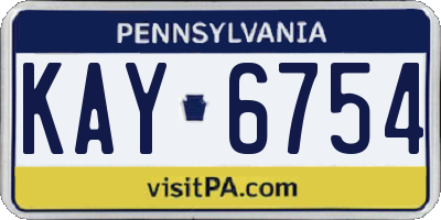 PA license plate KAY6754