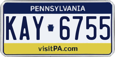 PA license plate KAY6755