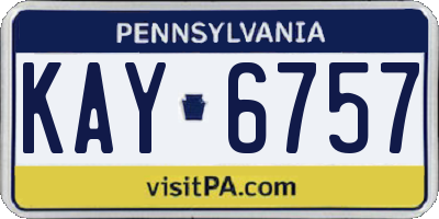 PA license plate KAY6757