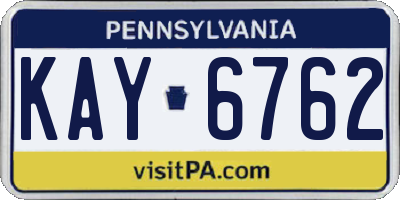 PA license plate KAY6762