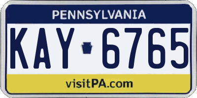 PA license plate KAY6765