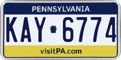 PA license plate KAY6774